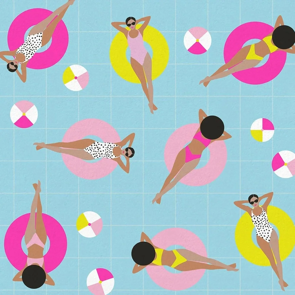 Slant Beverage Napkins - Pool Girls - 4 packs of 20 each = 80 total - NWT